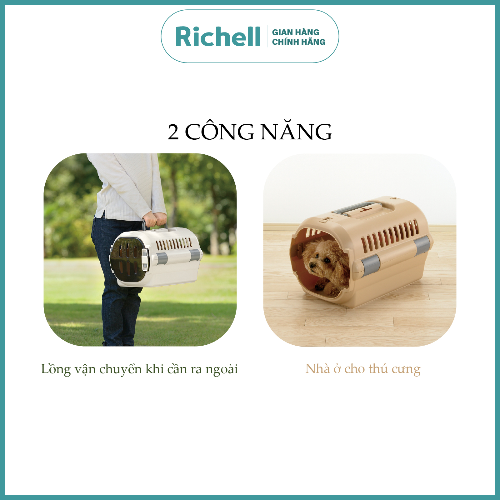 Lồng Vận chuyển và Nhà ở cho Thú cưng Richell 2in1 có thể Tháo rời