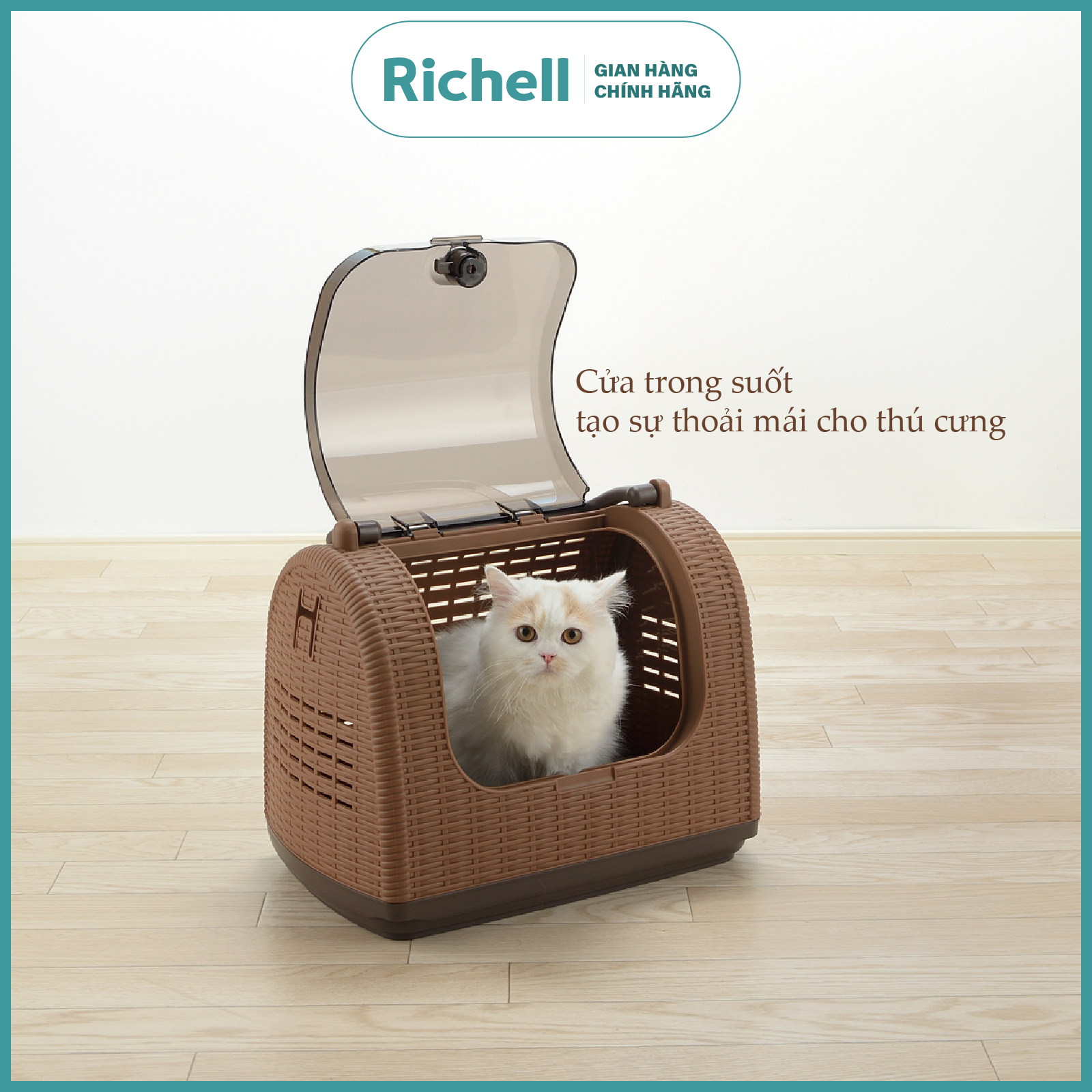 Lồng vận chuyển thú cưng giả mây đan Richell