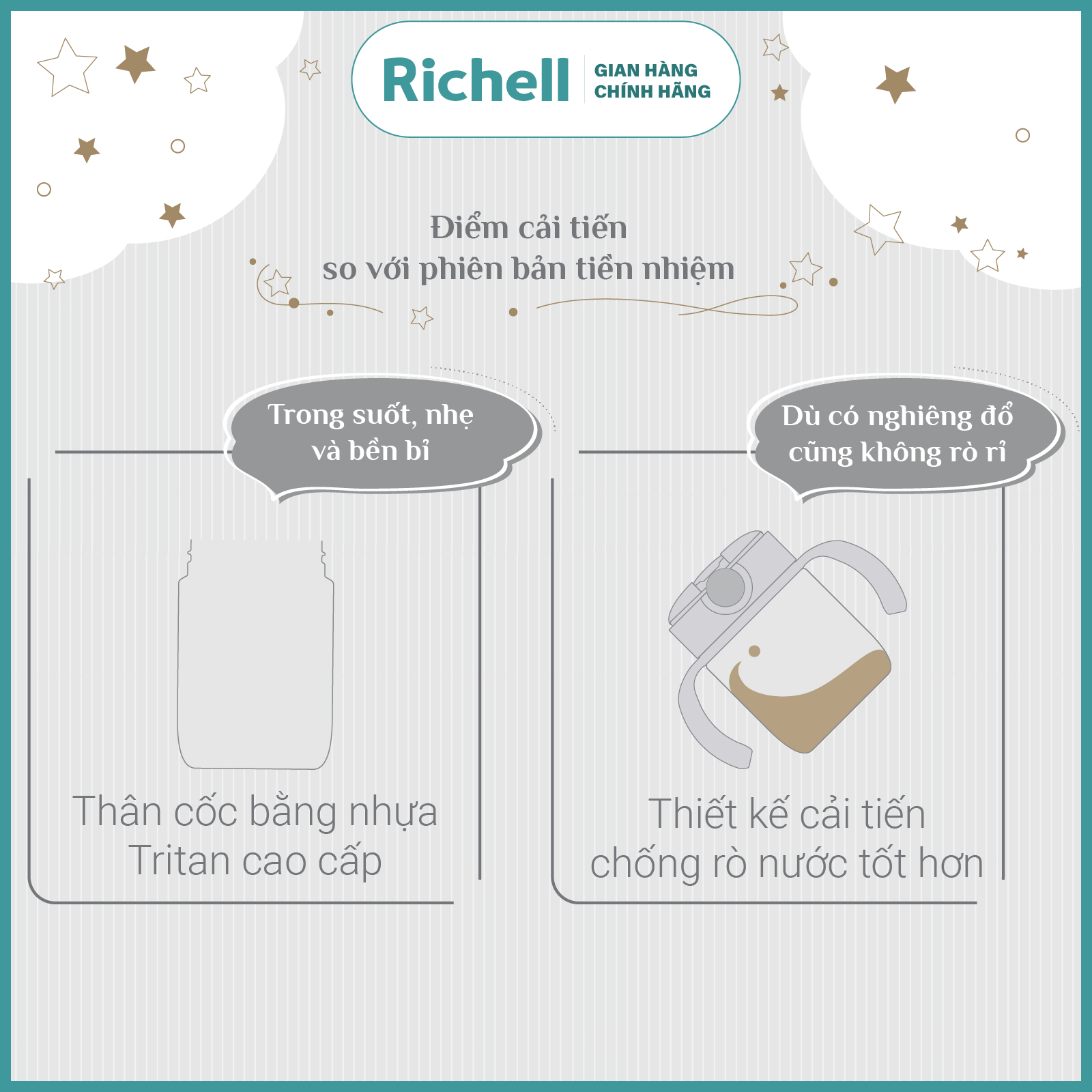 Bình uống trực tiếp AXSTARS Richell Nhật Bản