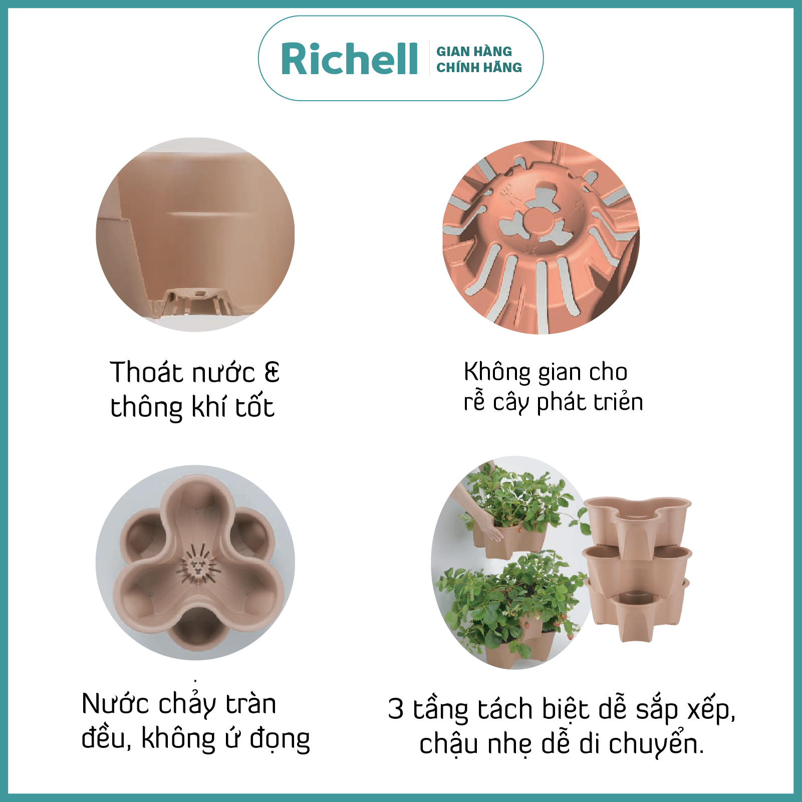 Chậu trồng cây xếp tầng Richell