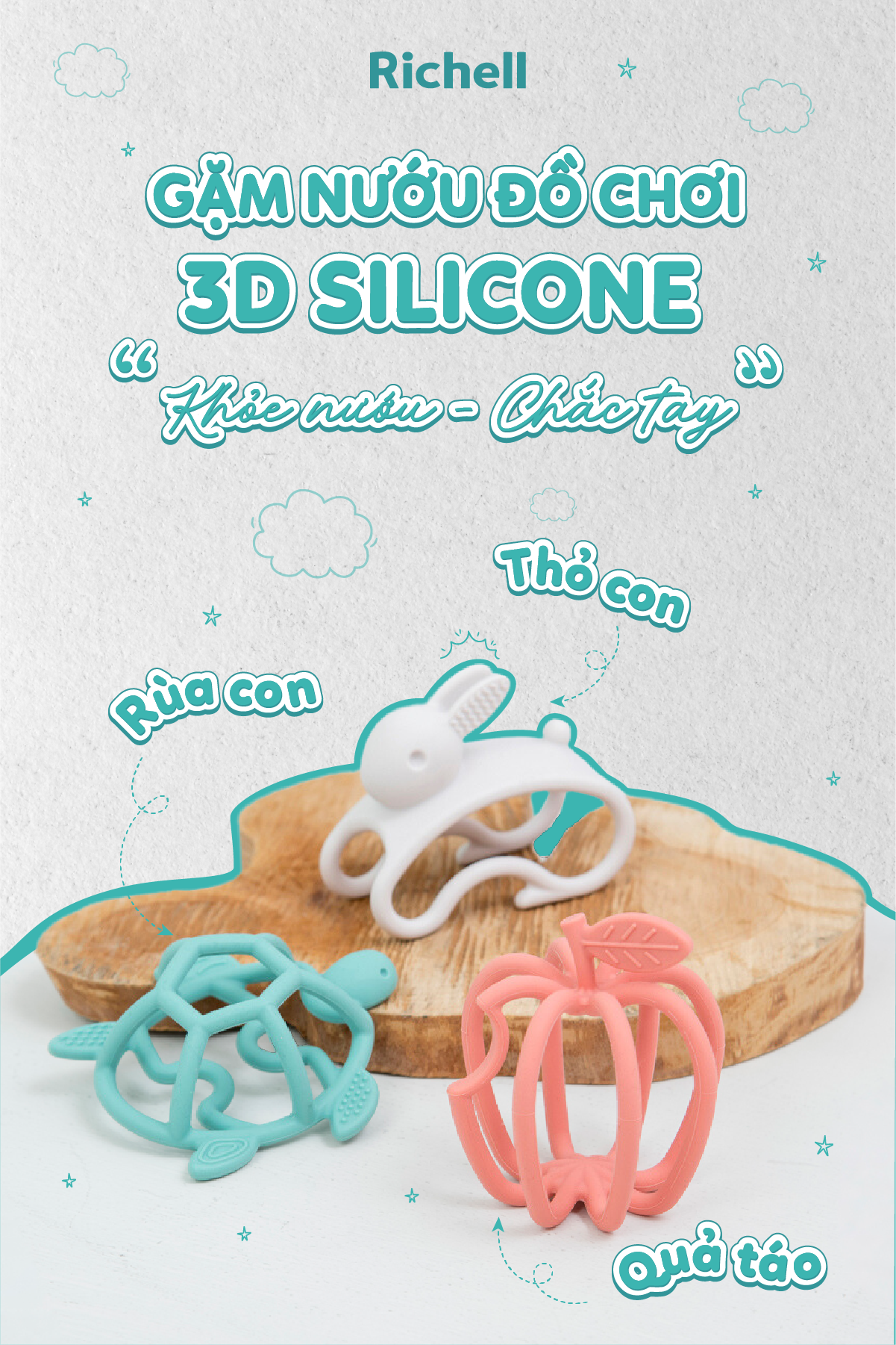 Gặm nướu silicone 3D Richell