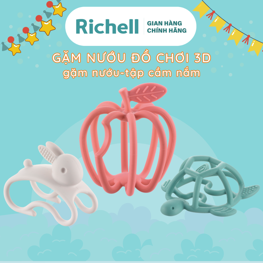 Gặm nướu đồ chơi 3D silicone khỏe nướu chắc tay Richell